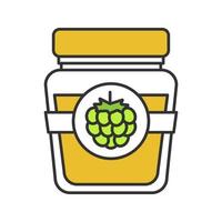 Raspberry or blackberry jam jar color icon. Fruit preserve. Isolated vector illustration