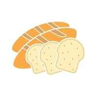 Bread glyph color icon. Grain products. Bakery. Toasts and long loaf. Silhouette symbol on white background with no outline. Negative space. Vector illustration
