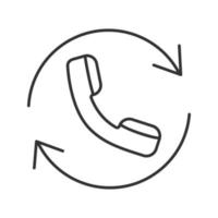 Calling linear icon. Thin line illustration. Call back service. Circle arrow with handset inside. Contour symbol. Vector isolated outline drawing