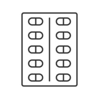Pills blister linear icon. Thin line illustration. Medications. Contour symbol. Vector isolated outline drawing
