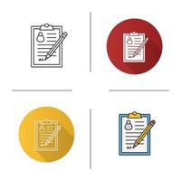 Signed document icon. Contract, agreement. Signature. Flat design, linear and color styles. Isolated vector illustrations