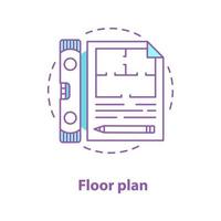 Floor plan concept icon. Blueprint idea thin line illustration. Building project. Vector isolated outline drawing