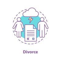 Divorce concept icon. Family break up. Relationships breakdown idea thin line illustration. Vector isolated outline drawing