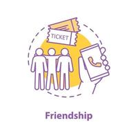 Friends concept icon. Male friendship idea thin line illustration. Rest. Vector isolated outline drawing