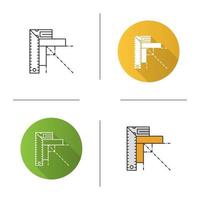 Set square icon. Angle measurement. Ruler with angle bar. Flat design, linear and color styles. Isolated vector illustrations