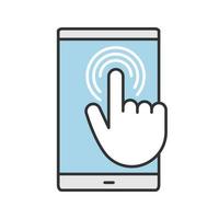 Smartphone touchscreen color icon. Double tap touch gesture. Mobile phone. Isolated vector illustration