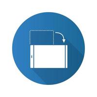 Smartphone screen rotation flat design long shadow glyph icon. Screen orientation changing. Vector silhouette illustration