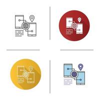 icono de navegación gps del teléfono inteligente. seguimiento de la ubicación del teléfono. Diseño plano, estilos lineales y de color. ilustraciones de vectores aislados