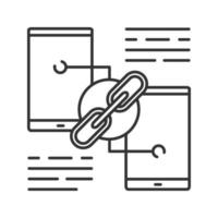 Link sharing linear icon. Hyperlink. Data transfer. Phones connection. Thin line illustration. Wifi sharing. Contour symbol. Vector isolated outline drawing