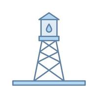 icono de color de la plataforma petrolera. torre de perforación de petróleo. tanque de almacenamiento de agua. ilustración vectorial aislada