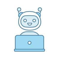 icono de color de chatbot. robot de chat entidad conversacional artificial. asistente virtual. servicio de soporte digital. inteligencia artificial. ilustración vectorial aislada vector