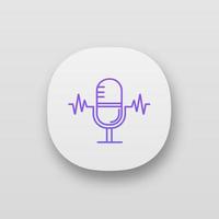 Speech recognition app icon. Voice command control. Microphone. Sound recording. UI UX user interface. Web or mobile application. Vector isolated illustration