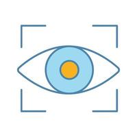Retina scan color icon. Iris recognition. Eye scanning. Biometric identification. Optical recognition. Isolated vector illustration