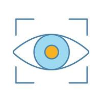 Retina scan color icon. Iris recognition. Eye scanning. Biometric identification. Optical recognition. Isolated vector illustration