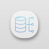 Relational database app icon. UI UX user interface. Big data. Server. Web or mobile application. Vector isolated illustration