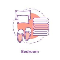 Sleeping accessories concept icon. Bedroom idea thin line illustration. Slippers, pillows and blankets. Vector isolated outline drawing