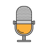 Microphone linear color icon. Radio broadcasting. Isolated vector illustration