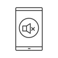 Smartphone sound turning off linear icon. Mute. Thin line illustration. Mobile phone sound control. Contour symbol. Vector isolated outline drawing