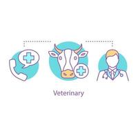 icono de concepto de servicio veterinario de ganado. idea de farmacia y clínica de animales. ilustración de línea delgada. veterinario. dibujo de contorno aislado vectorial vector