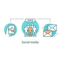 Social media concept icon. Online communication. Chatting idea thin line illustration. Networking. Messenger. Vector isolated outline drawing