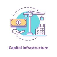 Capital infrastructure concept icon. Building development idea thin line illustration. Construction investment. Vector isolated outline drawing