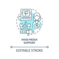 Mass media support turquoise concept icon. Heritage promotion. Developmental activity abstract idea thin line illustration. Isolated outline drawing. Editable stroke. vector