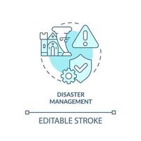 Disaster management turquoise concept icon. Heritage safety. Developmental activity abstract idea thin line illustration. Isolated outline drawing. Editable stroke. vector
