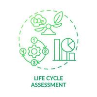 Life cycle assessment green gradient concept icon. Impact study. Method of industrial ecology abstract idea thin line illustration. Isolated outline drawing. vector