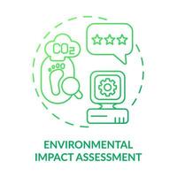 icono de concepto de gradiente verde de evaluación de impacto ambiental. tecnología limpia. herramienta de ecología industrial idea abstracta ilustración de línea delgada. dibujo de contorno aislado. vector