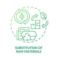 Substitution of raw materials green gradient concept icon. Industrial ecology. Cleaner production option abstract idea thin line illustration. Isolated outline drawing. vector