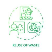 Reuse of waste green gradient concept icon. Materials recycling. Cleaner production option abstract idea thin line illustration. Isolated outline drawing. vector