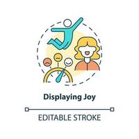 Displaying joy concept icon. Showing pleasure. Charismatic people characteristic abstract idea thin line illustration. Isolated outline drawing. Editable stroke. vector