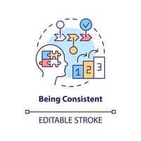 Being consistent concept icon. Logical and rational. Impression management technique abstract idea thin line illustration. Isolated outline drawing. Editable stroke. vector