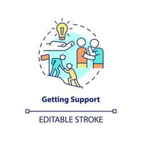 Getting support concept icon. Motivate and inspire people. Charisma benefit abstract idea thin line illustration. Isolated outline drawing. Editable stroke. vector