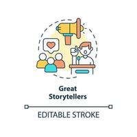 Great storytellers concept icon. Charismatic people characteristic abstract idea thin line illustration. Isolated outline drawing. Editable stroke. vector