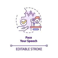 Pace your speech concept icon. Develop and practice talking. Step to charisma abstract idea thin line illustration. Isolated outline drawing. Editable stroke. vector