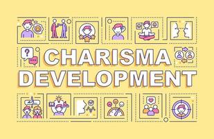 Charisma development word concepts yellow banner. Interpersonal skills. Infographics with icons on color background. Isolated typography. Vector illustration with text.