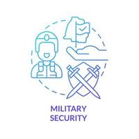 icono de concepto de gradiente azul de seguridad militar. servicio de las fuerzas armadas. elemento de seguridad nacional idea abstracta ilustración de línea delgada. dibujo de contorno aislado. vector