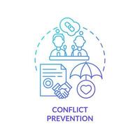Icono de concepto de gradiente azul de prevención de conflictos. evitar el ataque seguridad nacional y seguridad comunitaria idea abstracta ilustración de línea delgada. dibujo de contorno aislado.