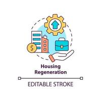 Housing regeneration concept icon. Better living environment. Social planning example abstract idea thin line illustration. Isolated outline drawing. Editable stroke. vector