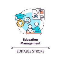 Education management concept icon. Academic system. Social planning example abstract idea thin line illustration. Isolated outline drawing. Editable stroke. vector