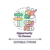 Opportunity to choose concept icon. Decide and control. Reason for participation abstract idea thin line illustration. Isolated outline drawing. Editable stroke. vector