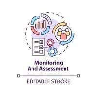 Monitoring and assessment concept icon. Evaluate progress. Social planning stage abstract idea thin line illustration. Isolated outline drawing. Editable stroke. vector