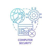 Computer security blue gradient concept icon. Attack prevention. Dimensions of national safety abstract idea thin line illustration. Isolated outline drawing. vector