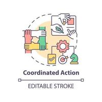 Coordinated action concept icon. Team strategy. Synergy. ILAP principle abstract idea thin line illustration. Isolated outline drawing. Editable stroke. vector