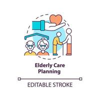 Elderly care planning concept icon. Nursing and support. Social planning example abstract idea thin line illustration. Isolated outline drawing. Editable stroke. vector