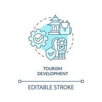 Tourism development turquoise concept icon. Local landmarks. Heritage preservation abstract idea thin line illustration. Isolated outline drawing. Editable stroke. vector