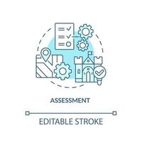 Assessment turquoise concept icon. Evaluating property. Heritage conservation process abstract idea thin line illustration. Isolated outline drawing. Editable stroke. vector