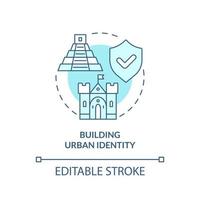 Building urban identity turquoise concept icon. Conservation policy coverage abstract idea thin line illustration. Isolated outline drawing. Editable stroke. vector