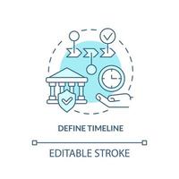 Define timeline turquoise concept icon. Principle of heritage conservation abstract idea thin line illustration. Isolated outline drawing. Editable stroke. vector